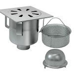 Chiusino sifonato con cestello separato 300x300 mm, scarico Ø 101,6/110 mm