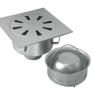 Siphon 300×300 mm avec sortie ø 101.6/110 mm