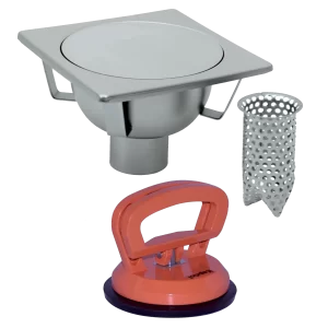 Siphon aveugle avec joint torique 200×200 mm, sortie ø 63,5 mm