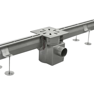 Double plug-in gully cover with horizontal outlet and slotted channel