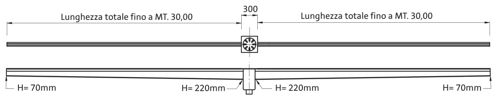 chiusino doppio innesto scarico verticale canalina a fessura PC 003V tech2