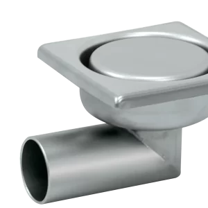 Siphon de trou d'homme 100×100 mm moulé, sortie latérale ø 40 mm