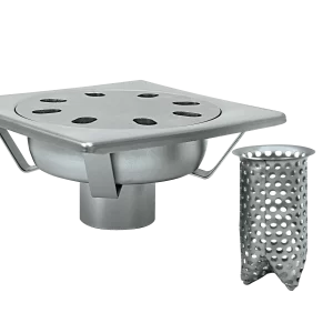 Siphon abaissé 200×200 mm, sortie ø 63,5 mm