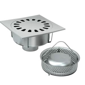 Siphon abaissé 250×250 mm, sortie ø 76/80 mm