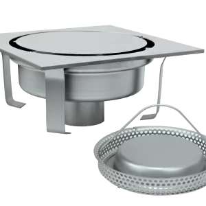 Siphon abaissé renforcé 300×300 mm, sortie ø 101.6/110 mm