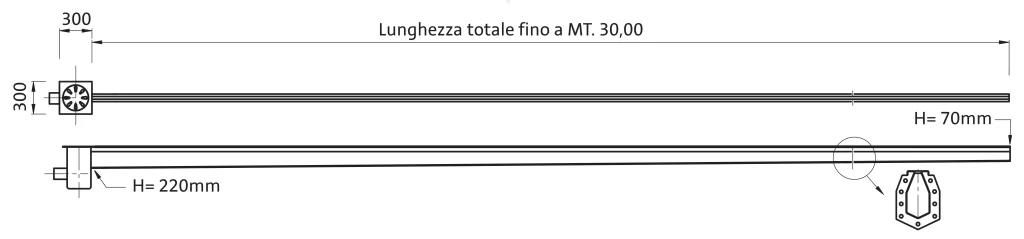 chiusino singolo innesto scarico orizzontale laterale canalina a fessura PC 002L tech2