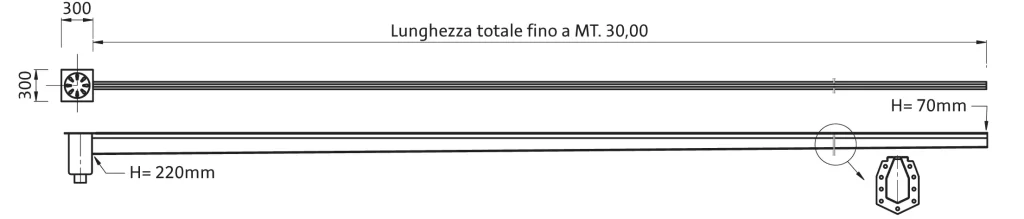 chiusino singolo innesto scarico verticale – canalina a fessura PC 002V tech2