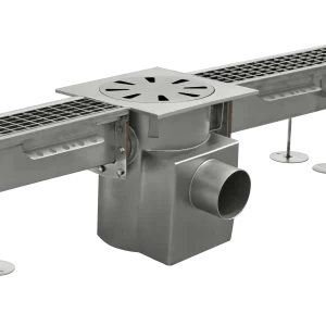 Siphon de trou d'homme à double extrémité avec sortie horizontale et caniveau a grille