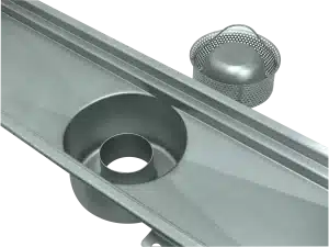 Bassin de drainage avec grille de sortie verticale en acier inoxydable
